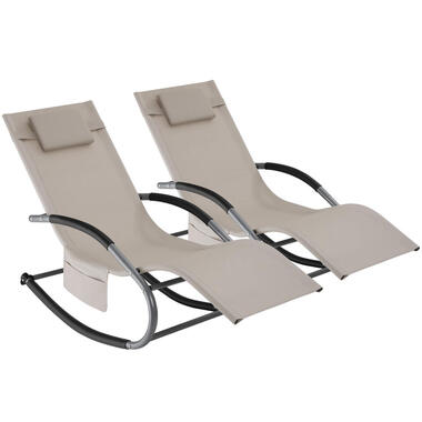 tectake Ligstoel Taya, ergonomisch, schommelfunctie, Beige product