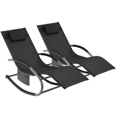 tectake Chaise longue TAYA ergonomique avec fonction de balancement, Noir product
