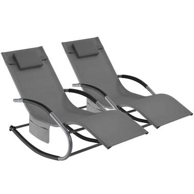 tectake Chaise longue TAYA ergonomique avec fonction de balancement, Gris product