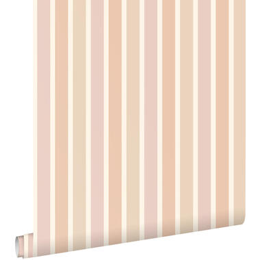 ESTAhome behangpapier - strepen - beige, terracotta en mauve paars product