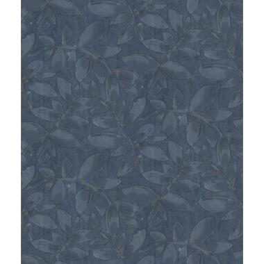 Sanders & Sanders behangpapier - getekende bladeren - donkerblauw product