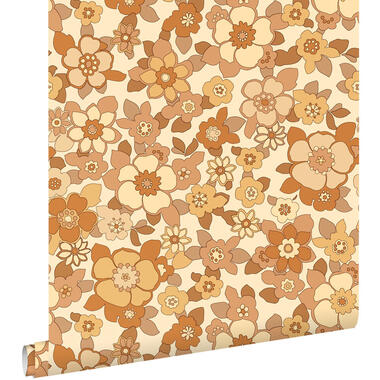 ESTAhome papier peint - fleurs rétro - jaune et orange - 50 x 900 cm product