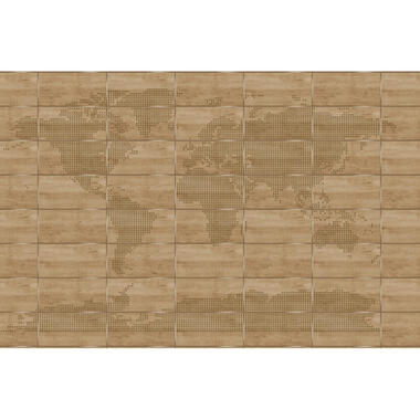 Sanders & Sanders fotobehangpapier - wereldkaart - bruin - 424 x 280 cm product