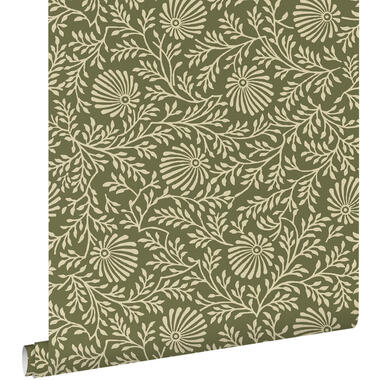 ESTAhome papier peint - fleurs vintage - vert olive grisé - 50 x 900 cm product
