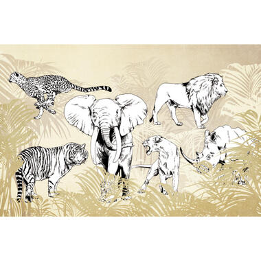 Sanders & Sanders fotobehangpapier - jungle dieren - beige en zwart wit product
