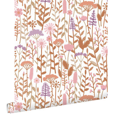 ESTAhome papier peint - fleurs des champs - terracotta, violet et rose product