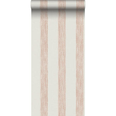 Sanders & Sanders behangpapier - geschilderde strepen - roze en wit product