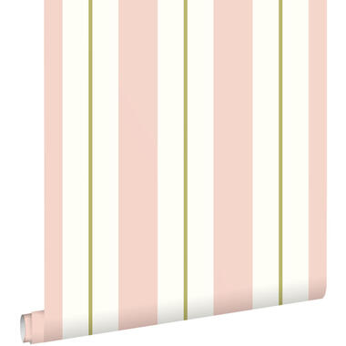 ESTAhome papier peint - à rayures - rose clair et vert olive grisé product