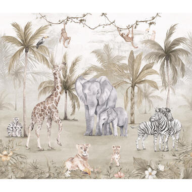 Sanders & Sanders fotobehangpapier - jungle dieren - bruin en meerkleurig product