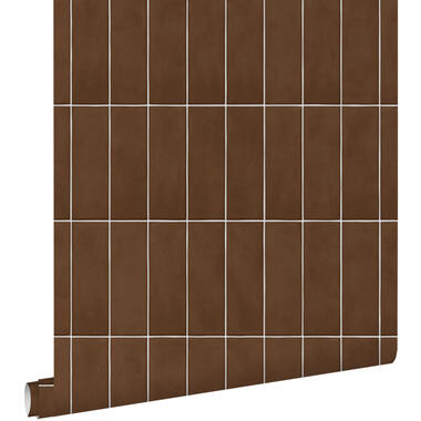 ESTAhome behangpapier - tegelmotief - donkerbruin - 50 x 900 cm product