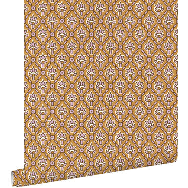 ESTAhome behangpapier - vintage bloemen - bruin en lila paars - 50 x 900 cm product