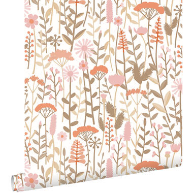 ESTAhome behangpapier - veldbloemen - terracotta en roze - 50 x 900 cm product