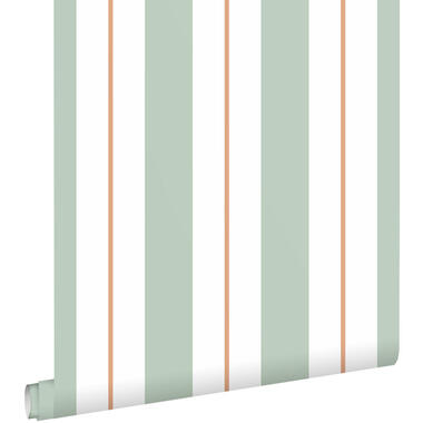 ESTAhome behangpapier - strepen - mintgroen en terracotta - 50 x 900 cm product