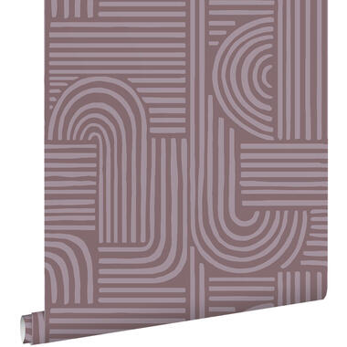 ESTAhome behangpapier - grafisch 3D motief - mauve paars - 50 x 900 cm product
