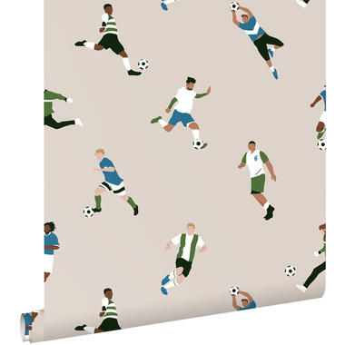 ESTAhome behangpapier - voetbalspelers - beige en groen - 50 x 900 cm product