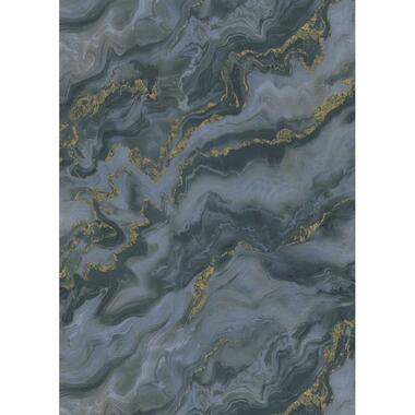 Erismann behangpapier - marmer - blauw en goud - 53 cm x 10.05 m product