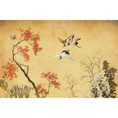 Sanders & Sanders papier peint panoramique - oiseaux de grue - jaune et marron product