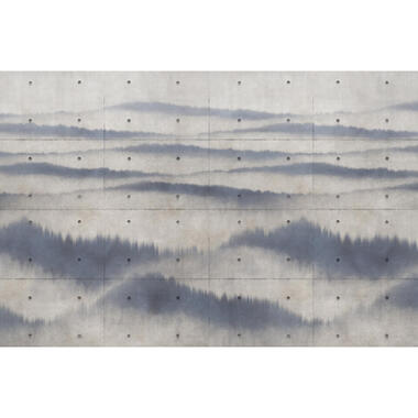 Sanders & Sanders fotobehangpapier - mistige bergen - blauw - 424 x 280 cm product