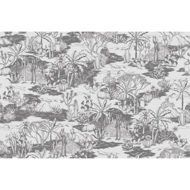 Sanders & Sanders fotobehangpapier - tropisch landschap met palmbomen - grijs product