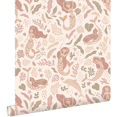 ESTAhome behangpapier - zeemeerminnen - beige, roze en groen - 50 x 900 cm product