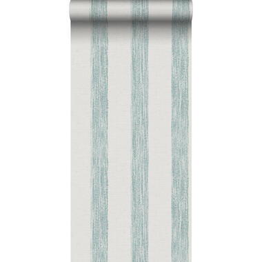 Sanders & Sanders behangpapier - geschilderde strepen - blauwgroen en wit product