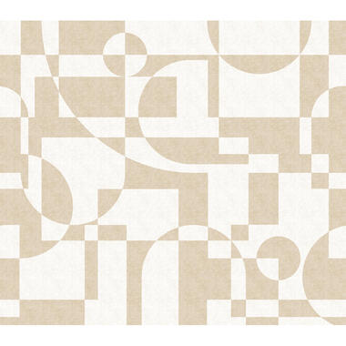 Sanders & Sanders fotobehangpapier - geometrische vormen - beige en lichtgrijs product