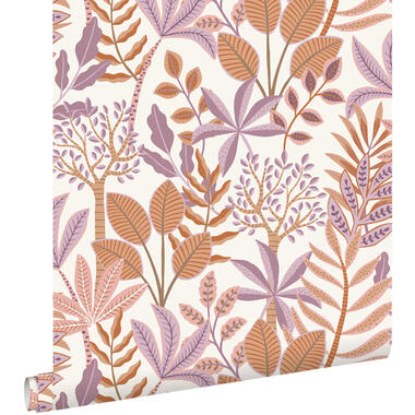 ESTAhome papier peint - feuilles - lilas violet et orange - 50 x 900 cm product