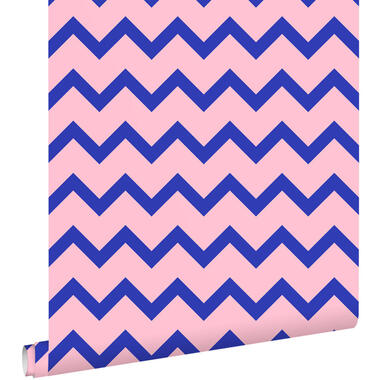 ESTAhome papier peint - chevrons - bleu et rose - 50 x 900 cm - 131485 product