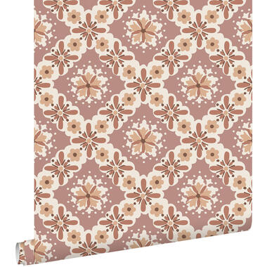 ESTAhome behangpapier - vintage bloemen - mauve paars en bruin - 50 x 900 cm product