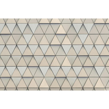 Sanders & Sanders fotobehangpapier - grafische driehoeken - grijs en beige product
