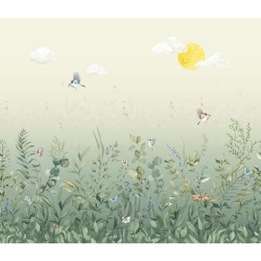 Sanders & Sanders fotobehangpapier - vogels in de natuur - groen - 318 x 275 cm product