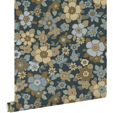 ESTAhome behangpapier - retro bloemen - donkerblauw - 50 x 900 cm product