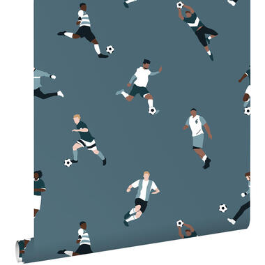ESTAhome behangpapier - voetbalspelers - donkerblauw - 50 x 900 cm product