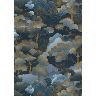 Erismann behangpapier - bomen - blauw en goud - 53 cm x 10.05 m product