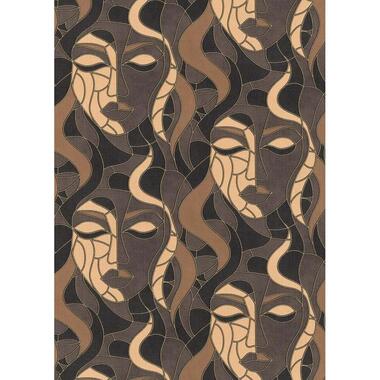 Erismann behangpapier - gezichten - bruin - 53 cm x 10.05 m - 662384 product