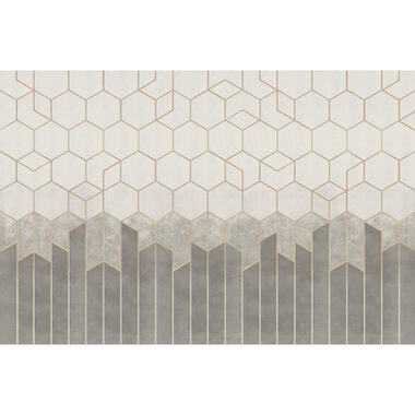 Sanders & Sanders fotobehangpapier - geometrische vormen - taupe - 424 x 280 cm product