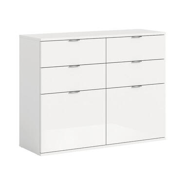 Hioshop ProjektX schoenenkast 4 laden 2 klepdeuren wit hoogglans product