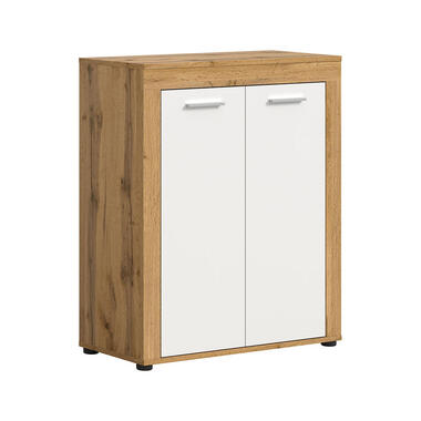 Hioshop Jam schoenenkast 2 deuren wit- eik decor product