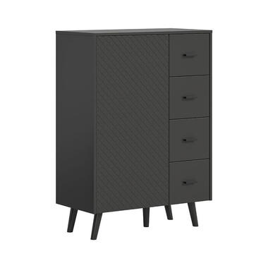 Hioshop Linea buffet 4 tiroirs- 1 porte gris mat product