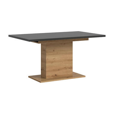 Hioshop Motion eetkamertafel zuilpoot 90x150/190cm incl 1 verlengblad grijs- product