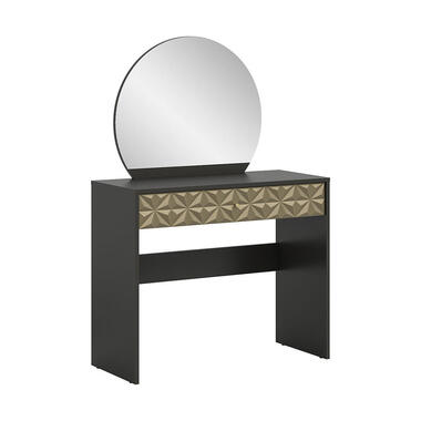 Hioshop Prisma console 1 tiroir- 1 miroir noir- or product