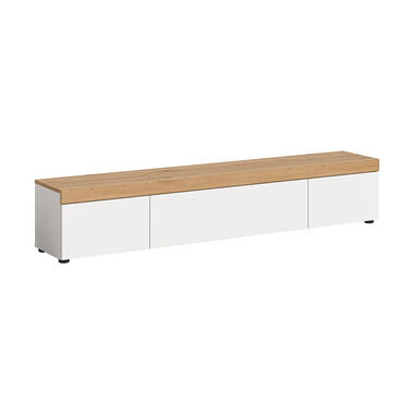 Hioshop Ruda table tV murale ou sur pied 3 abattants blanc- chêne product