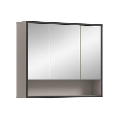 Hioshop Bagno spiegelkast 3 spiegeldeuren lichtgrijs- crèmekleurig product