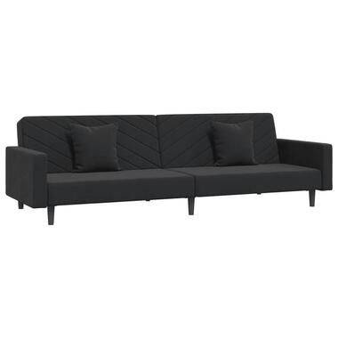 vidaXL - Canapé-lit à 2 places - Noir - Velours- Avec deux oreillers product