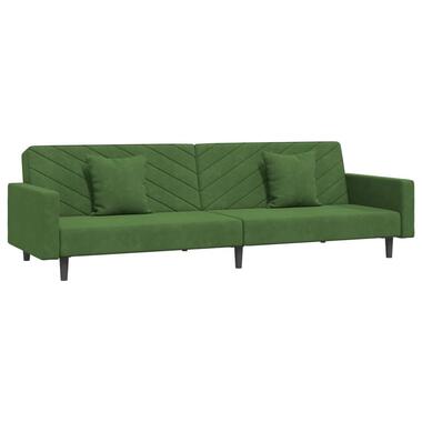 vidaXL - Slaapbank 2-zits - Donkergroen - Fluweel - Met kussens product