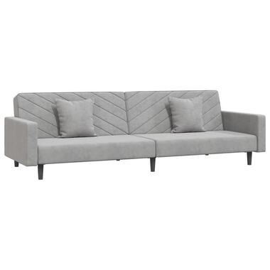 vidaXL - Canapé-lit à 2 places - Gris - Velours - Avec deux oreillers product