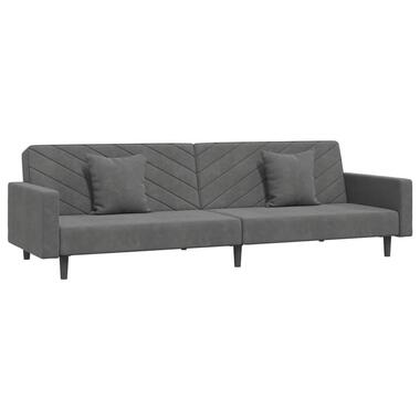 vidaXL - Canapé-lit à 2 places - Gris - Velours - Avec deux oreillers product