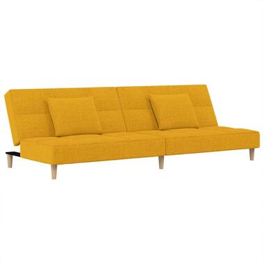 vidaXL - Canapé-lit à 2 places - Jaune - Tissu - Avec deux oreillers jaune product