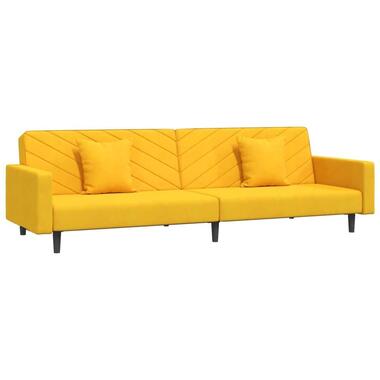 vidaXL - Slaapbank 2-zits - Geel - Fluweel - Met kussens product
