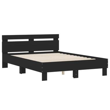 vidaXL - Bedframe met hoofdbord - Zwart - Bewerkt hout - 120 x 200 cm product